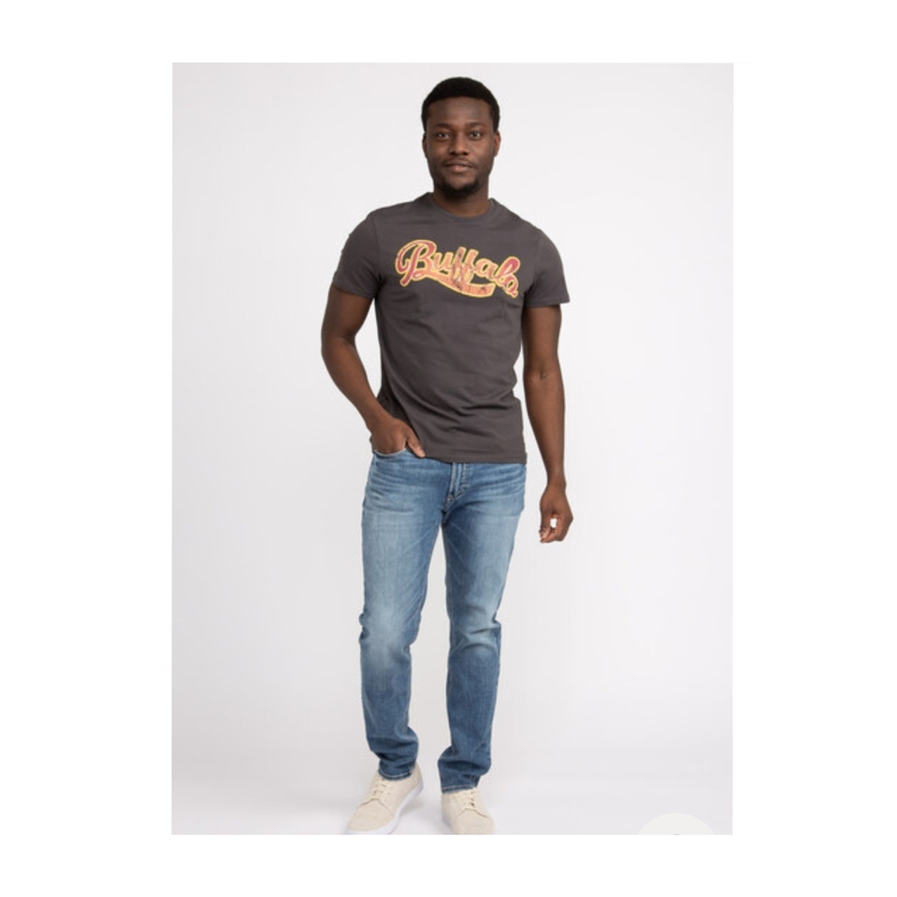 BUFFALO David Bitton Cotton Logo Tee Vintage Wash Brown Crewneck T-shirt Men's L - Picture 16 of 16